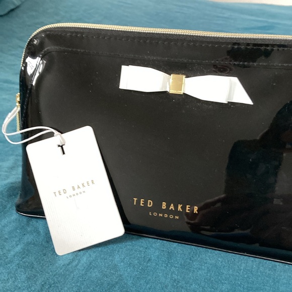 Ted Baker Black Cosmetic Bag with White Bow - Picture 2 of 5